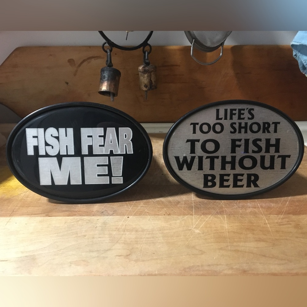 Novelty Fishing Trailer Hitch Covers Set Fish Fear Me Beer